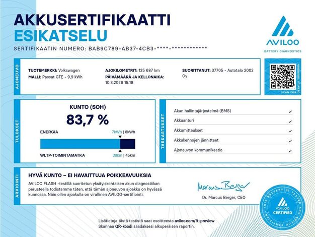 Volkswagen Passat Variant GTE Plug-In Hybrid 160 kW (218 hv) DSG-automaatti, vm. 2018, 125 tkm (13 / 13)